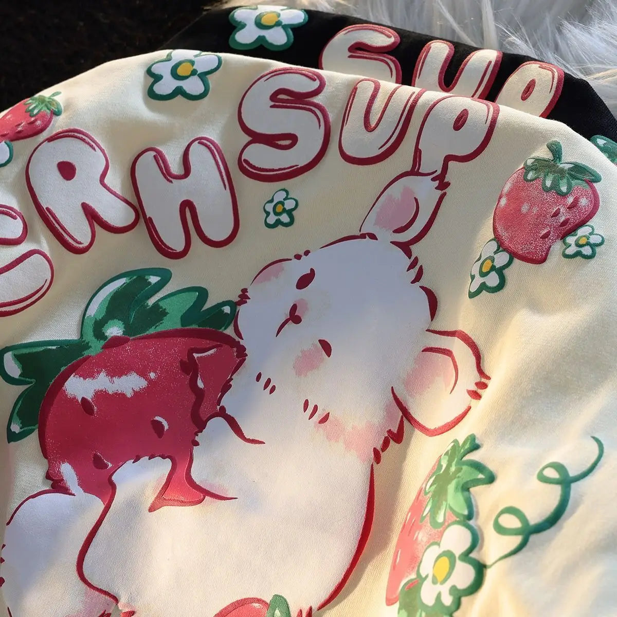 Rabbit Strawberry Fruit Print Tee