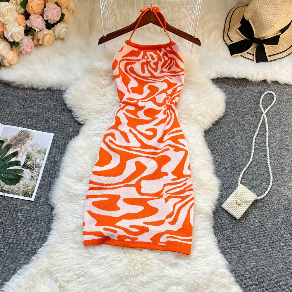 YuooMuoo Halter Bodycon Mini Dress
