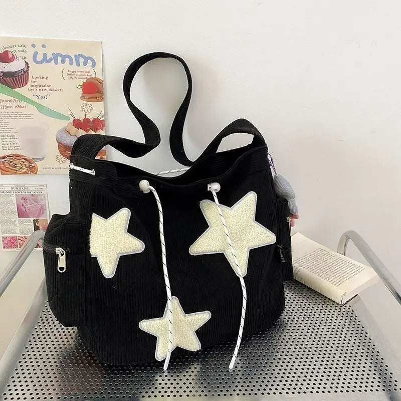 Star Pattern Corduroy Crossbody Bag