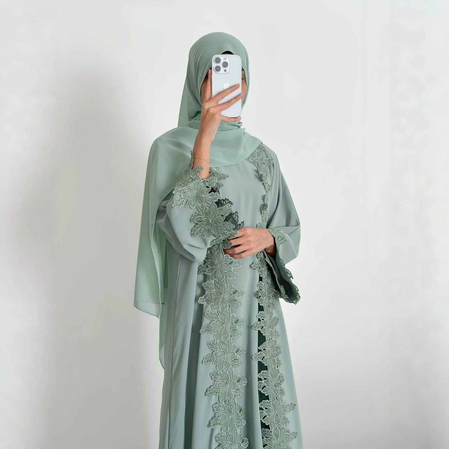 Eid Dress Abaya Suit Lace Cardigan Robe Women Muslim Dresses 2 Piece Set Ramadan Dubai Party Abayas Kaftan Vestidos Jalabiya