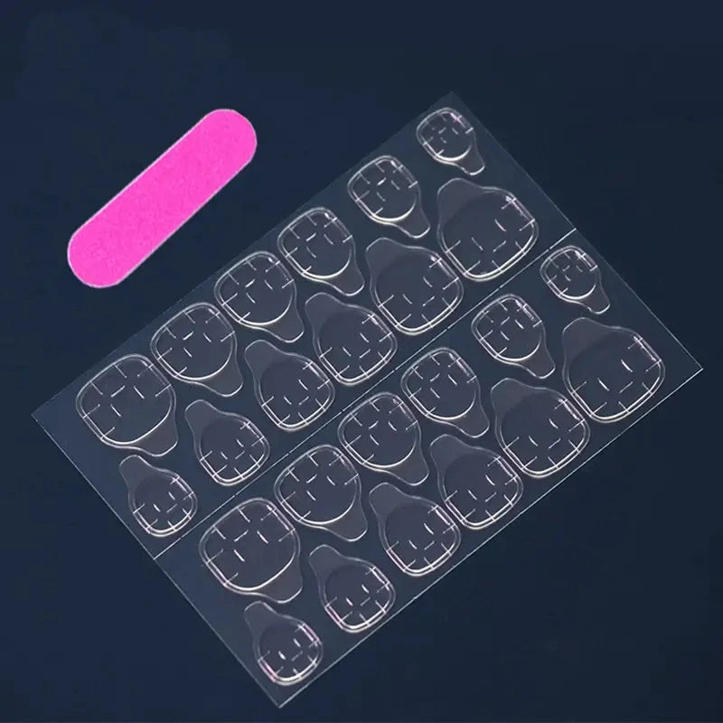 24 PCs Short French Minimalist Smudged Nails