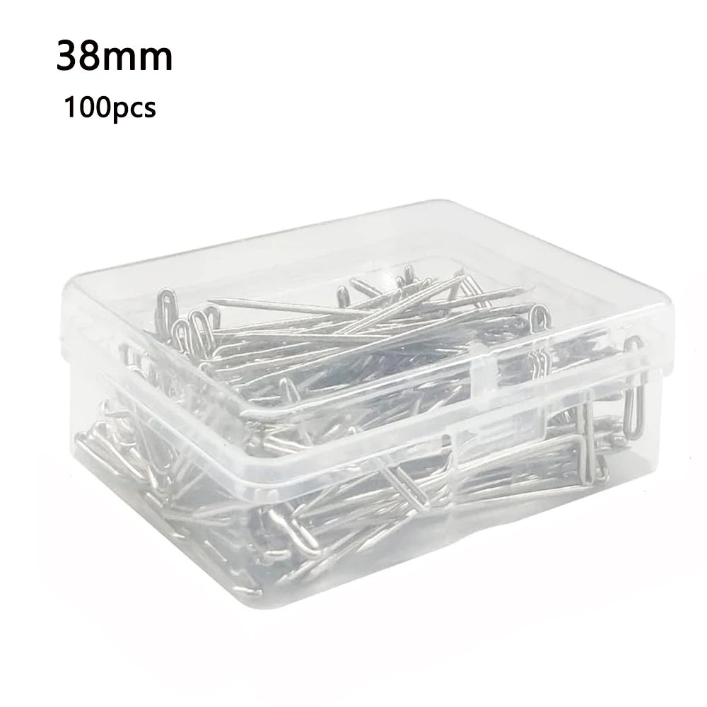 100pcs Long T pins Silver Wig Pins for Wigs Making/Display On Mannequin Canvas Head 38/51mm T pins needle Salon Styling Tools ﻿
