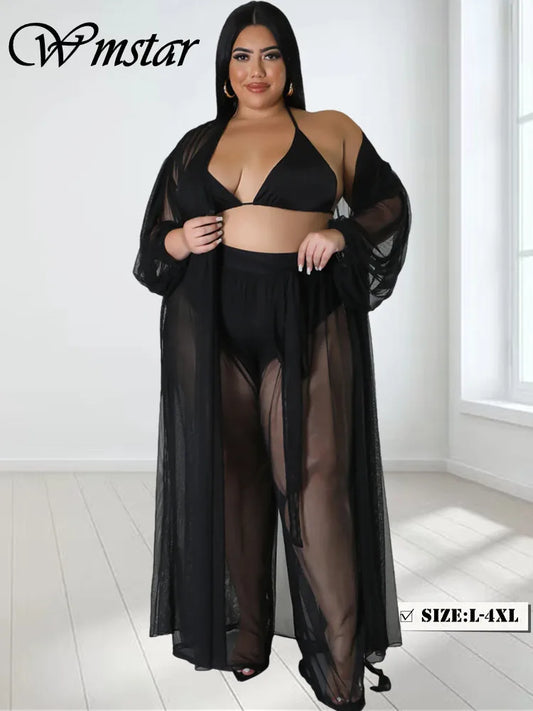 Wmstar Plus Bra Top and Pants Wide Leg Set