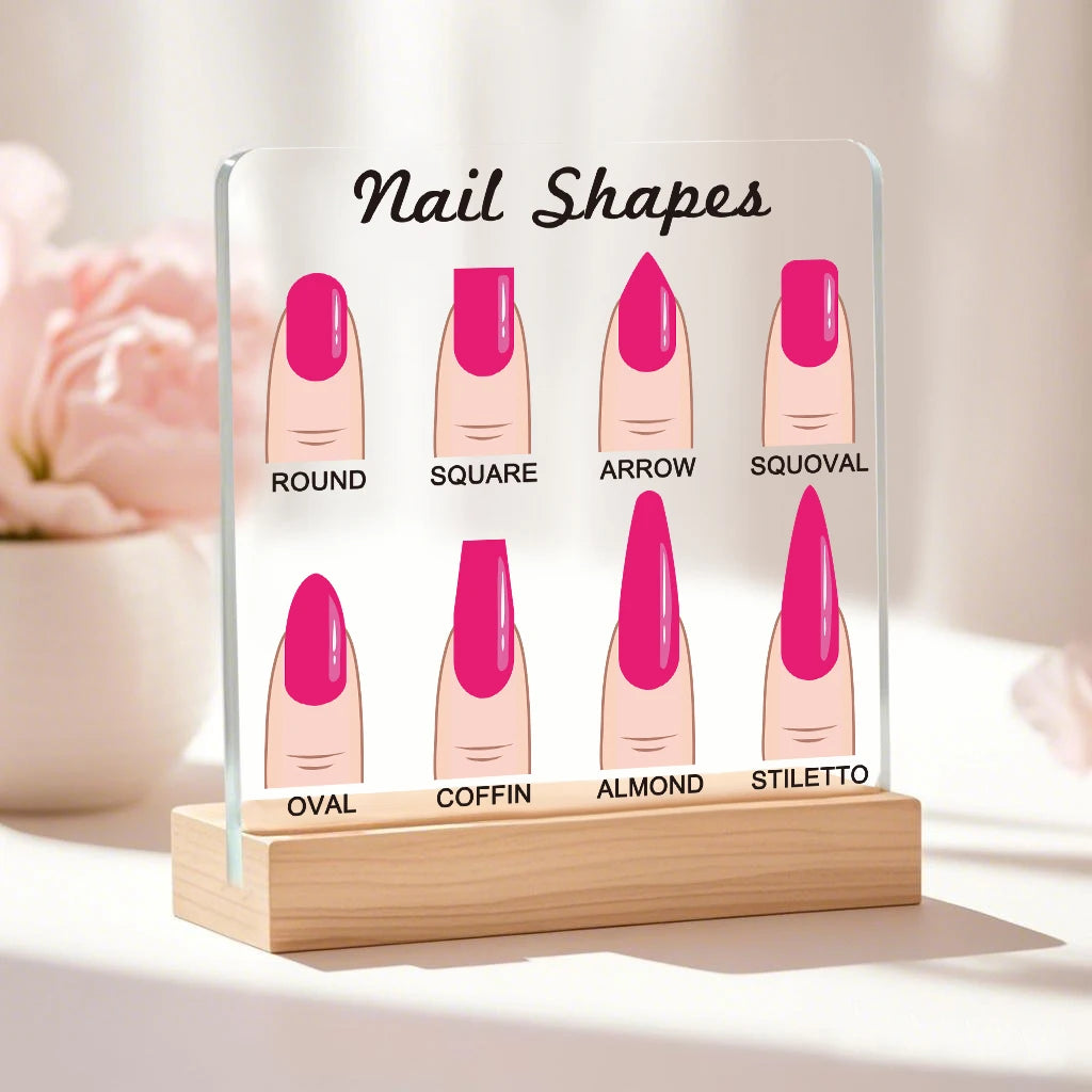 Hot pink Nail Shapes Display Board Transparent Acrylic Nails Art Prop Desktop Nail Art Works Show Board