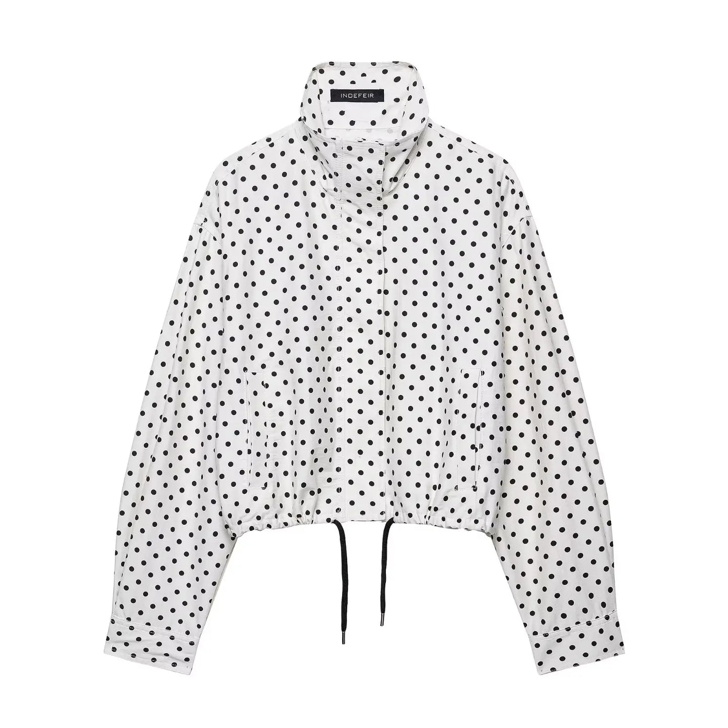 Polka Dot Jacket Stand-up Collar Bubble Yarn Loose Jacket
