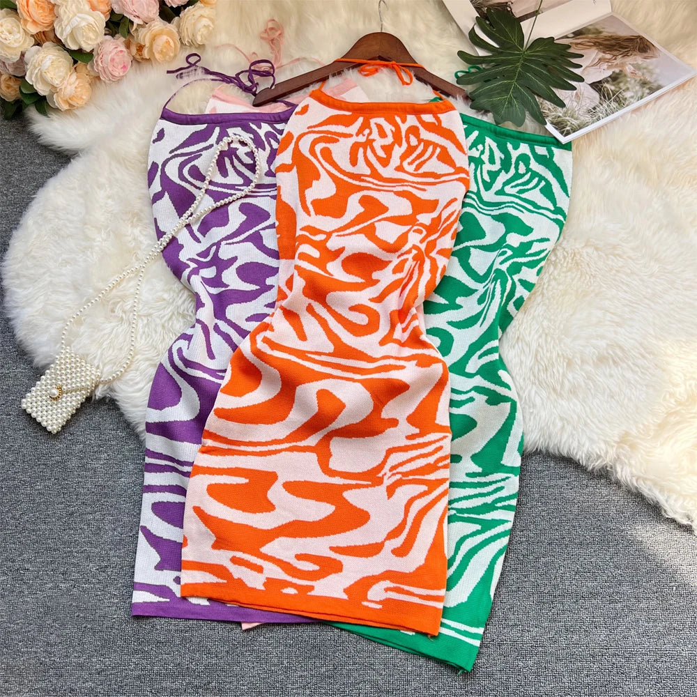 YuooMuoo Halter Bodycon Mini Dress