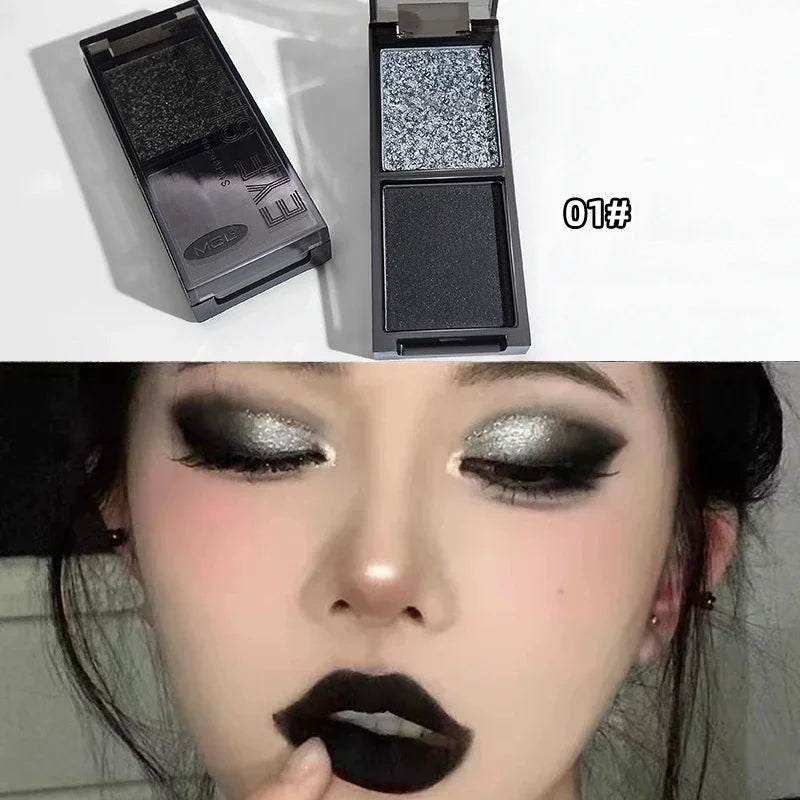 Two-color Black Red Eyeshadow Palette Multifunctional Makeup Palette Silky Matte Blood Red Eyeliner Silkworm Lower Shadow Makeup