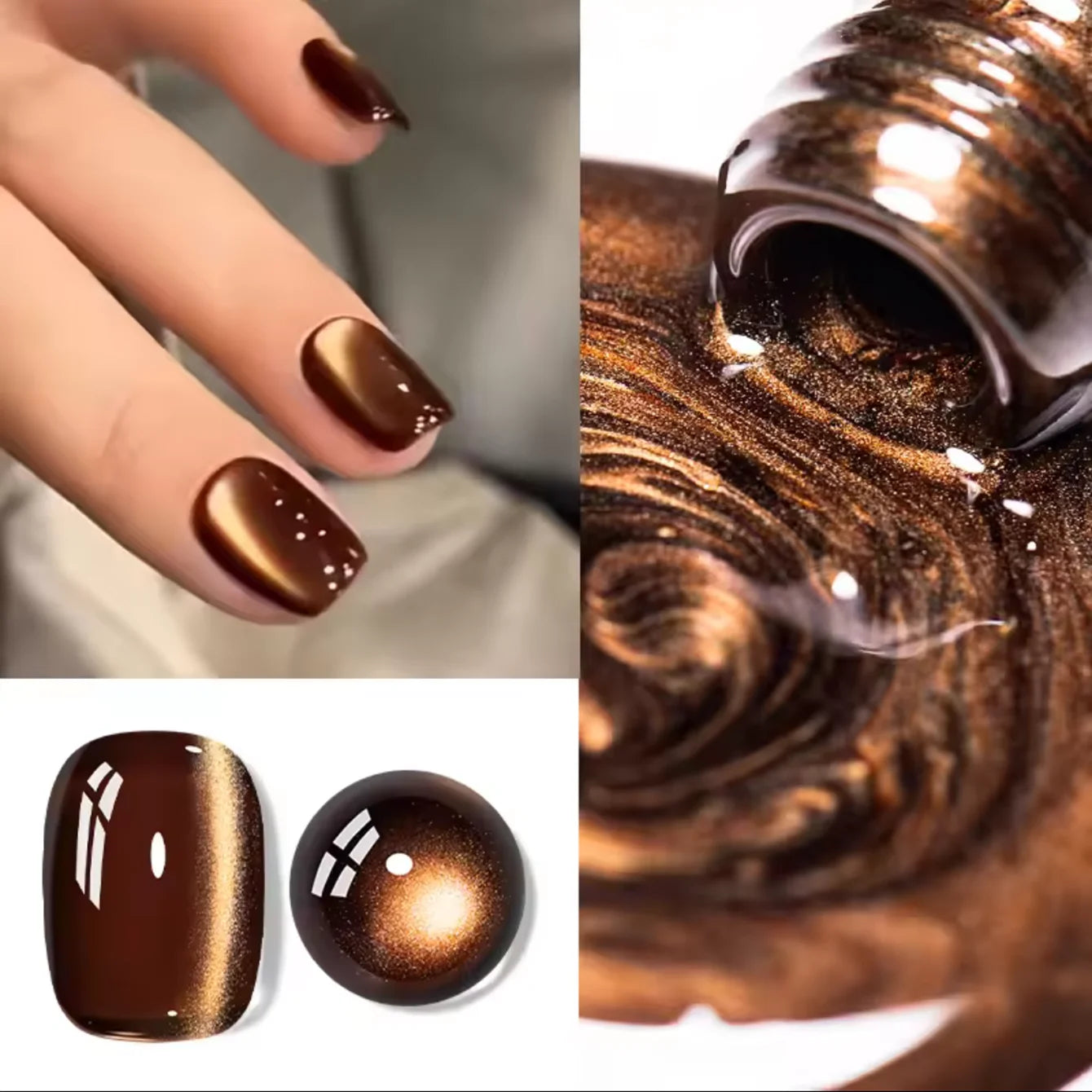 12ml 1-21pcs Brown Gold Cat Eye Gel Nail Polish