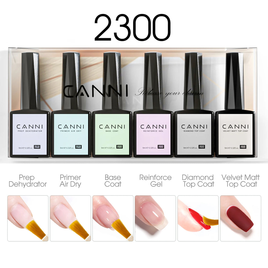 CANNI Nail Gel Polish Set Upgraded HEMA FREE Summer Nails Smooth Texture Ultra Gloss Top Coat Pigmented Gel Soak off UV LED Gel
