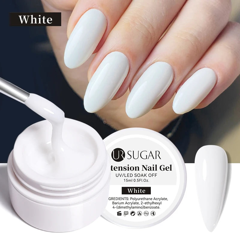 UR SUGAR 15ml Extension Nail Gel Jelly Pink White Clear Hard Gel Extension UV Gel For Nails Finger French Nail Art DIY Manicure