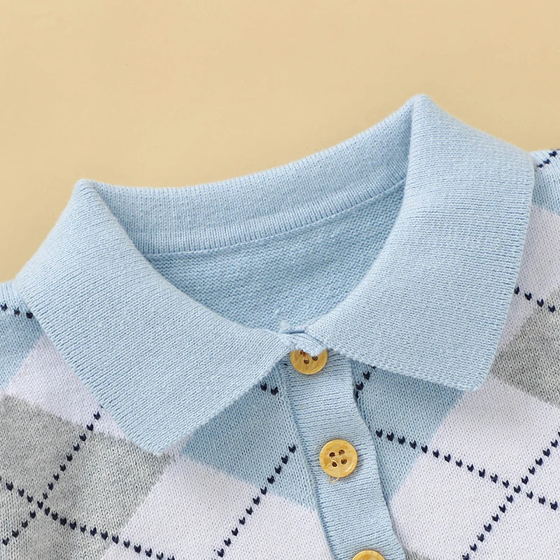 サマーベビー男の子ジェントルマンスタイル服セット ファッション ブルー 半袖 タートルネックTシャツ+ショートパンツ 幼児用コットン服 0-18ヶ月