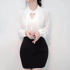 Mock-Neck Blouse with Keyhole Detail