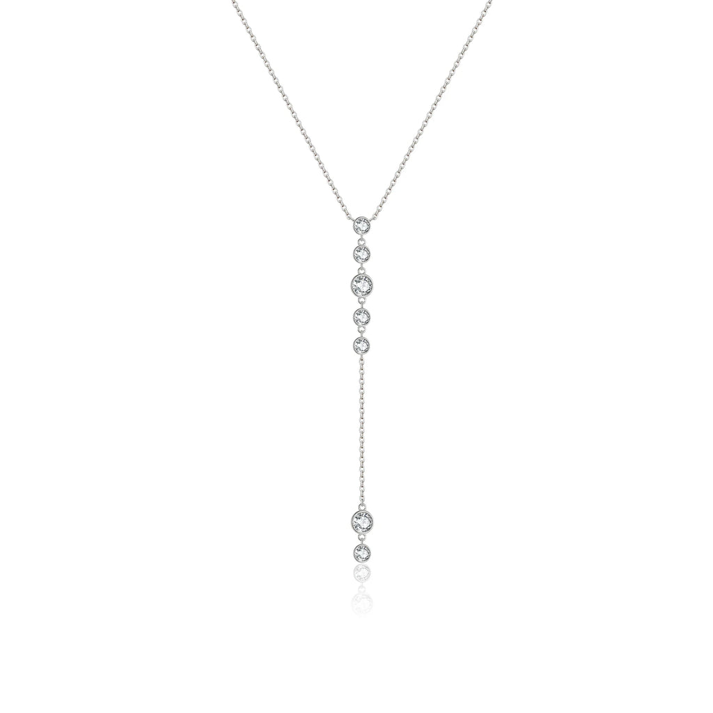 925 Sterling Silver Gold Round Long Pendant Chain Necklace