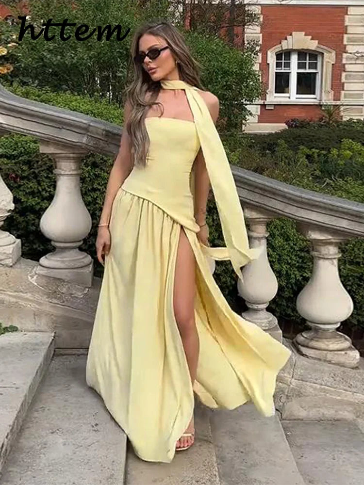Spliced Asymmetric Long Dress