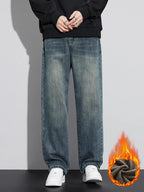 Fleece Baggy Straight Jeans
