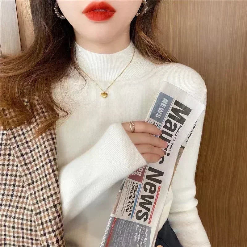 Solid Color Turtleneck Knitted Sweater