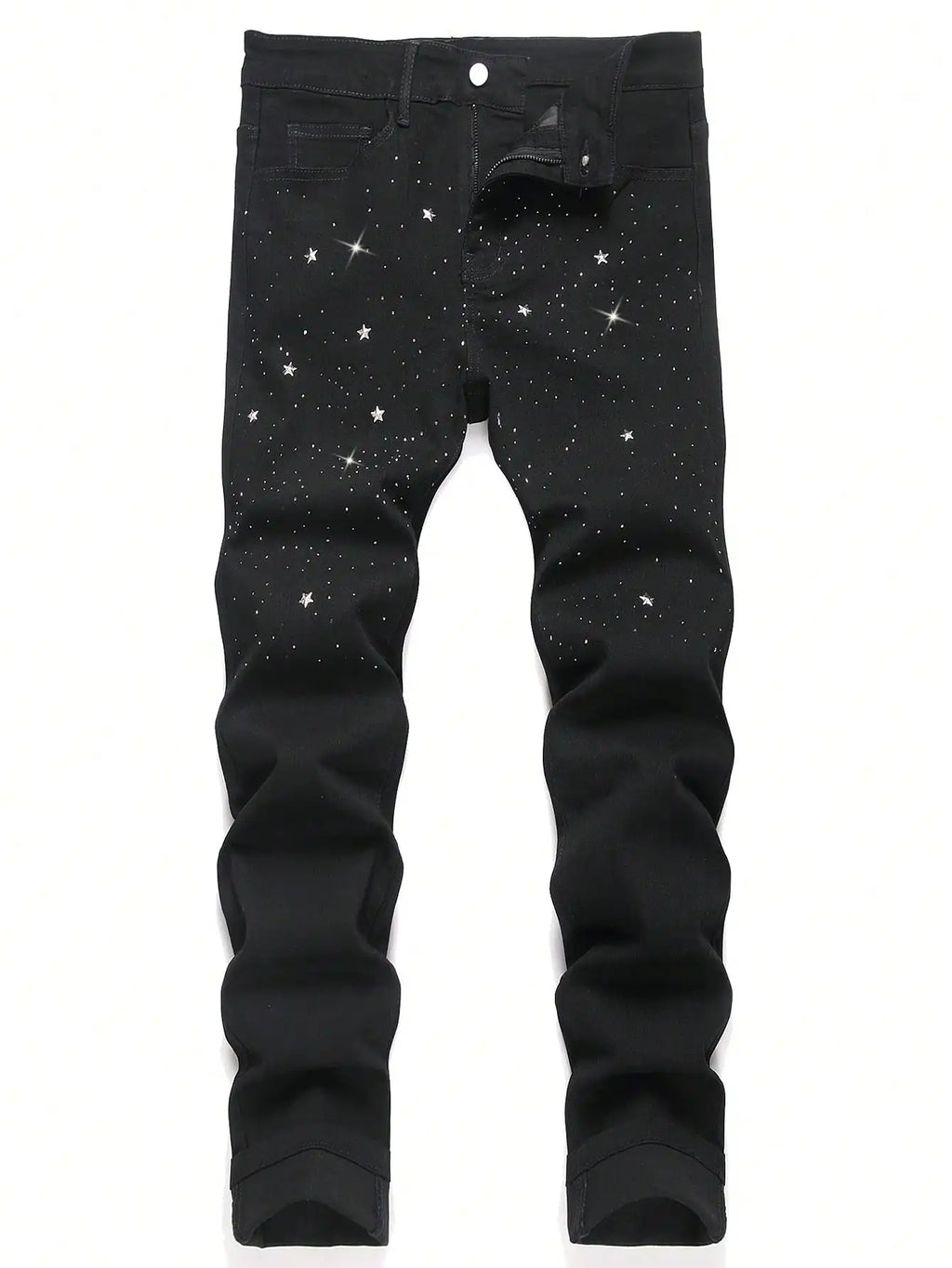 Rhinestone Embellished Black Stretch Skinny Jeans