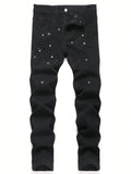 Rhinestone Embellished Black Stretch Skinny Jeans