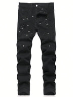 Rhinestone Embellished Black Stretch Skinny Jeans