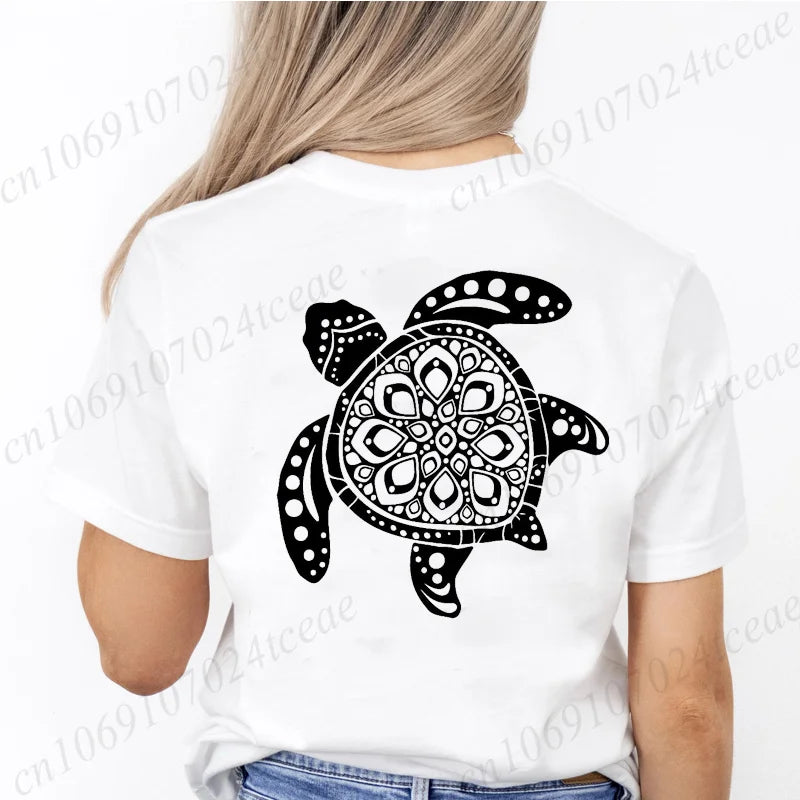 Sea Turtle Floral Print Tee