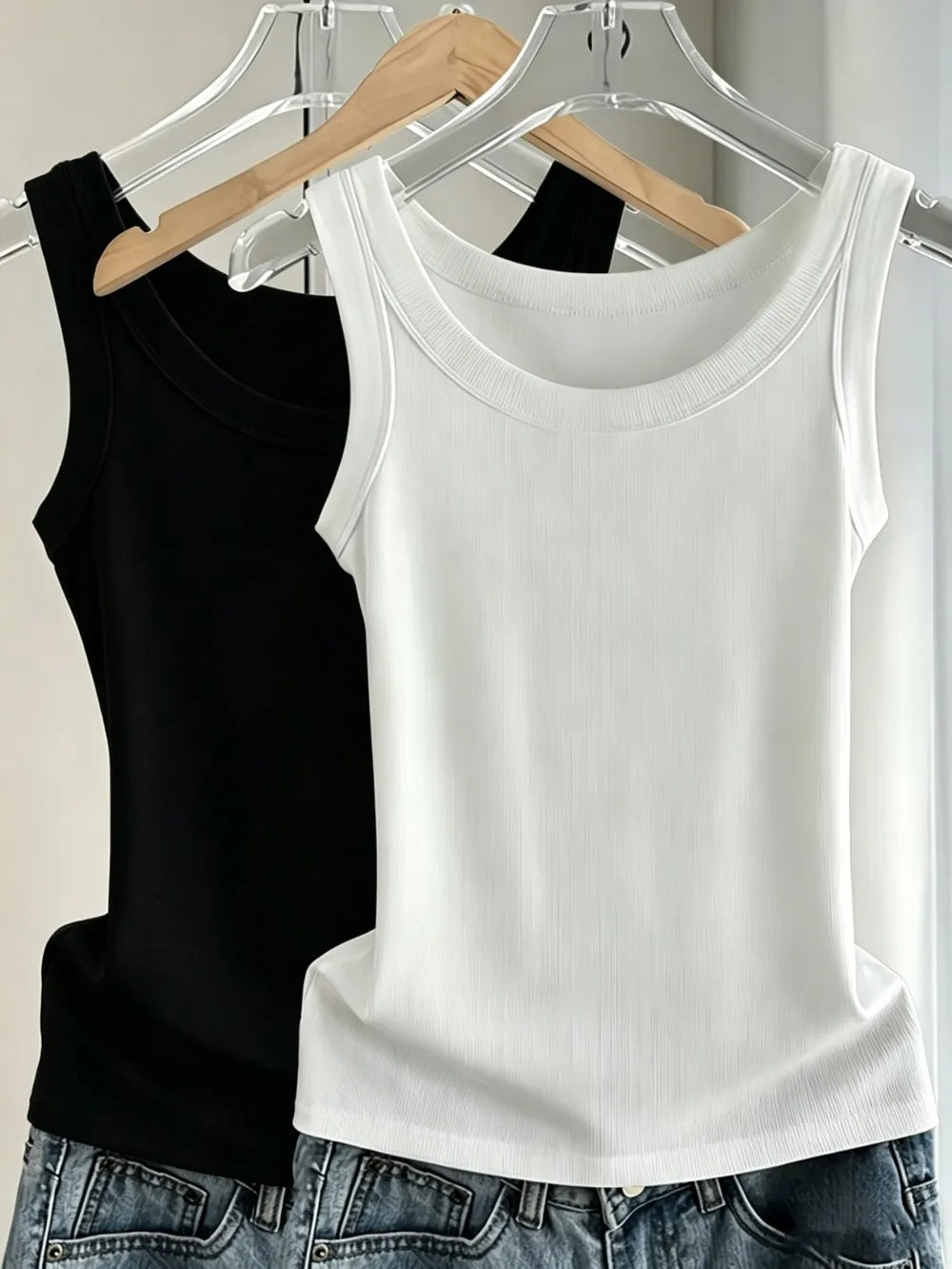 3PCS Ribbed Cotton Tank Top