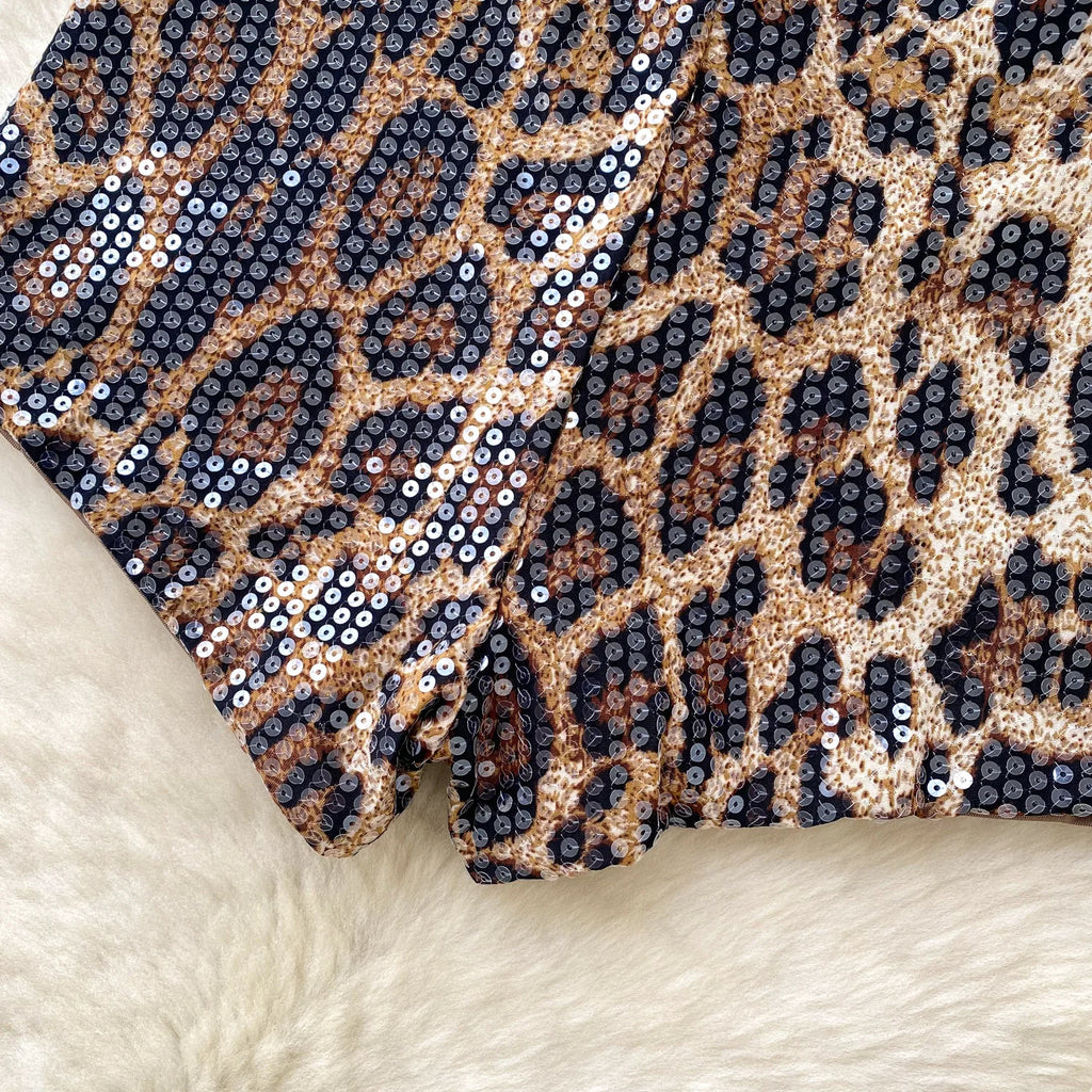 Leopard Sequin Shorts