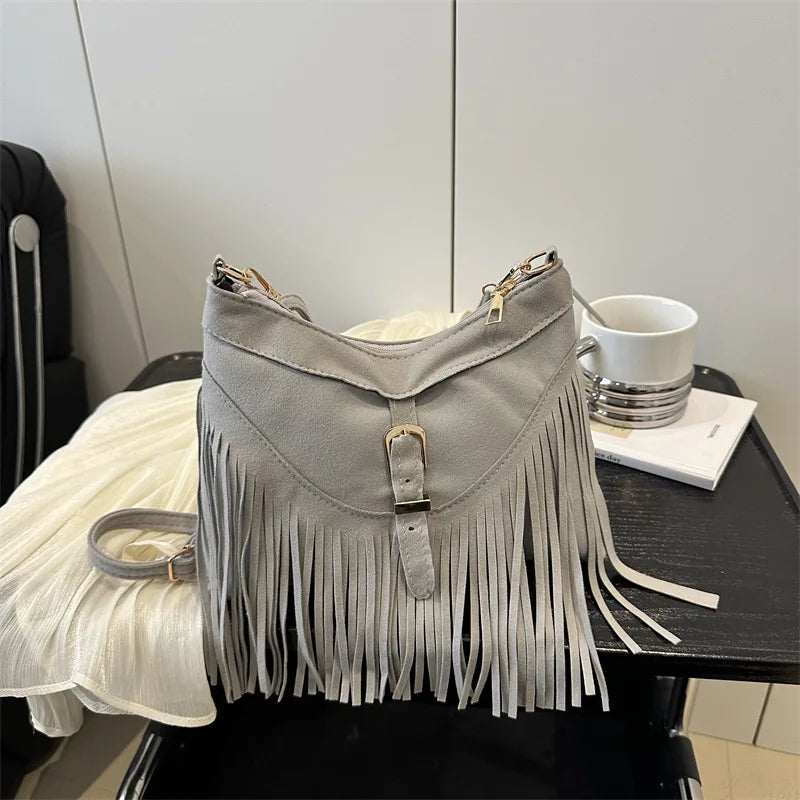 Tassel Suede Crossbody Bag