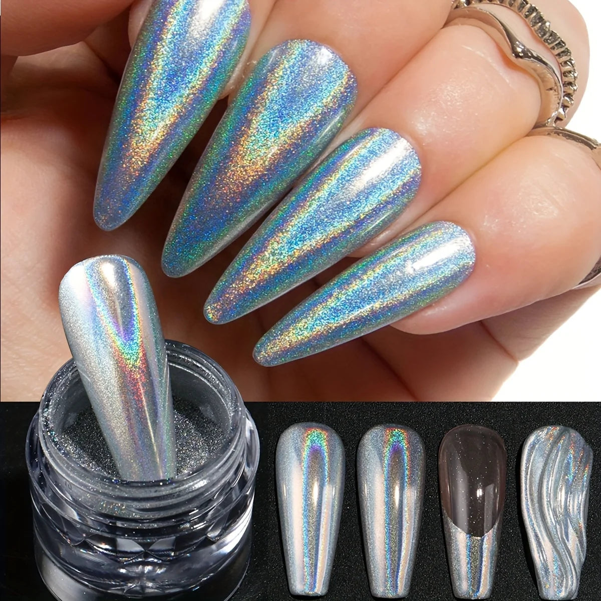 1pc Nail laser magic mirror powder high gloss holographic metal chromium powder nail polish decoration art decoration diy ins