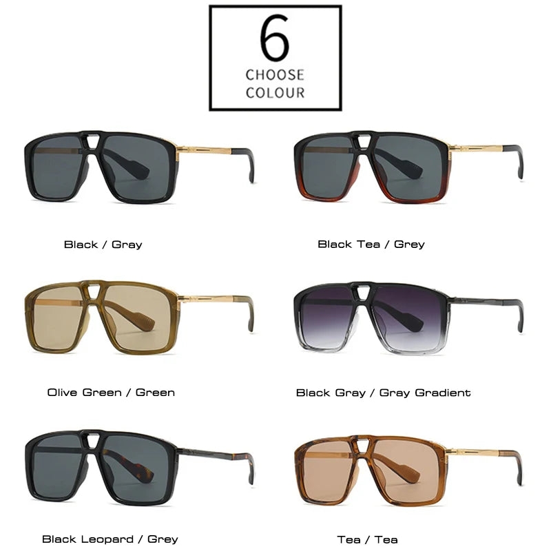 SHAUNA Retro Double Bridges Pilot Sunglasses