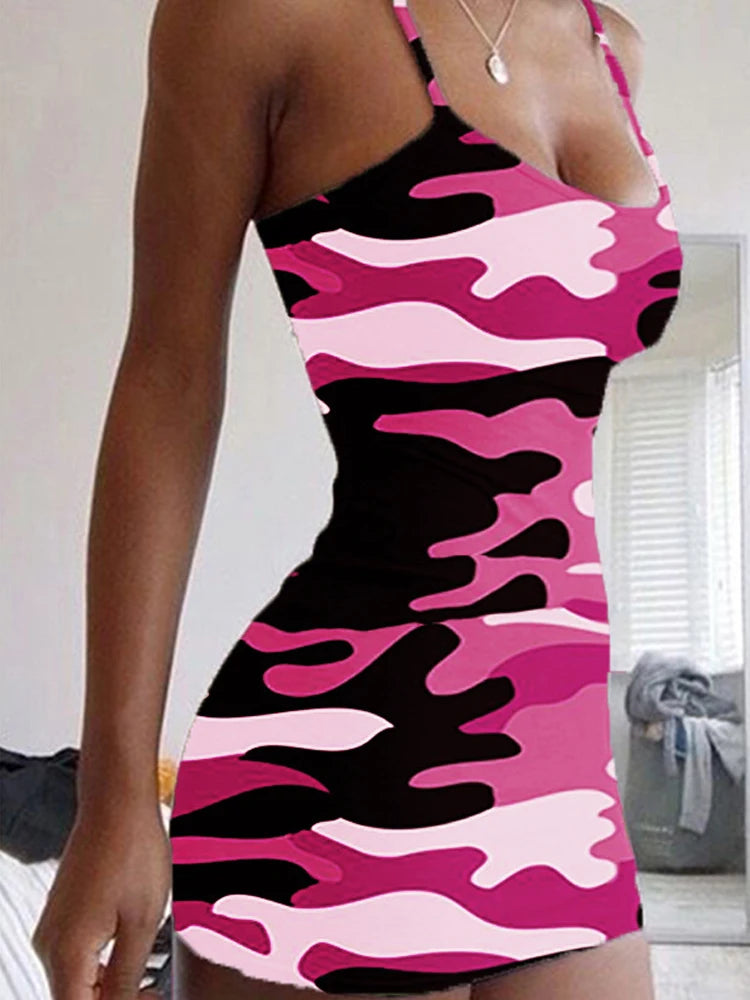 Print Backless Slip Dress