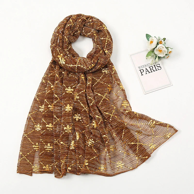 Muslim Chiffon Hijab Scarf Women Long Sequin Fabric Head Wrap For Women Hijabs Scarves Ladies Muslim Veil Jersey Hijabs