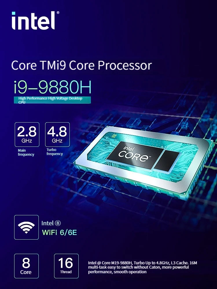2026 New Gaming Laptop Computer Intel Core i9-10885H i7 8750H GTX1650 4G 16.1 Inch IPS Screen RAM Max 64GB 2*DDR4 2*M.2 NVMe