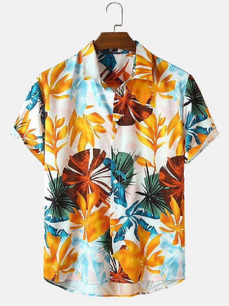 Short Sleeved Shirt With Lapel Button Up