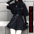 Loose Shirt Pleated Mini Skirt Set