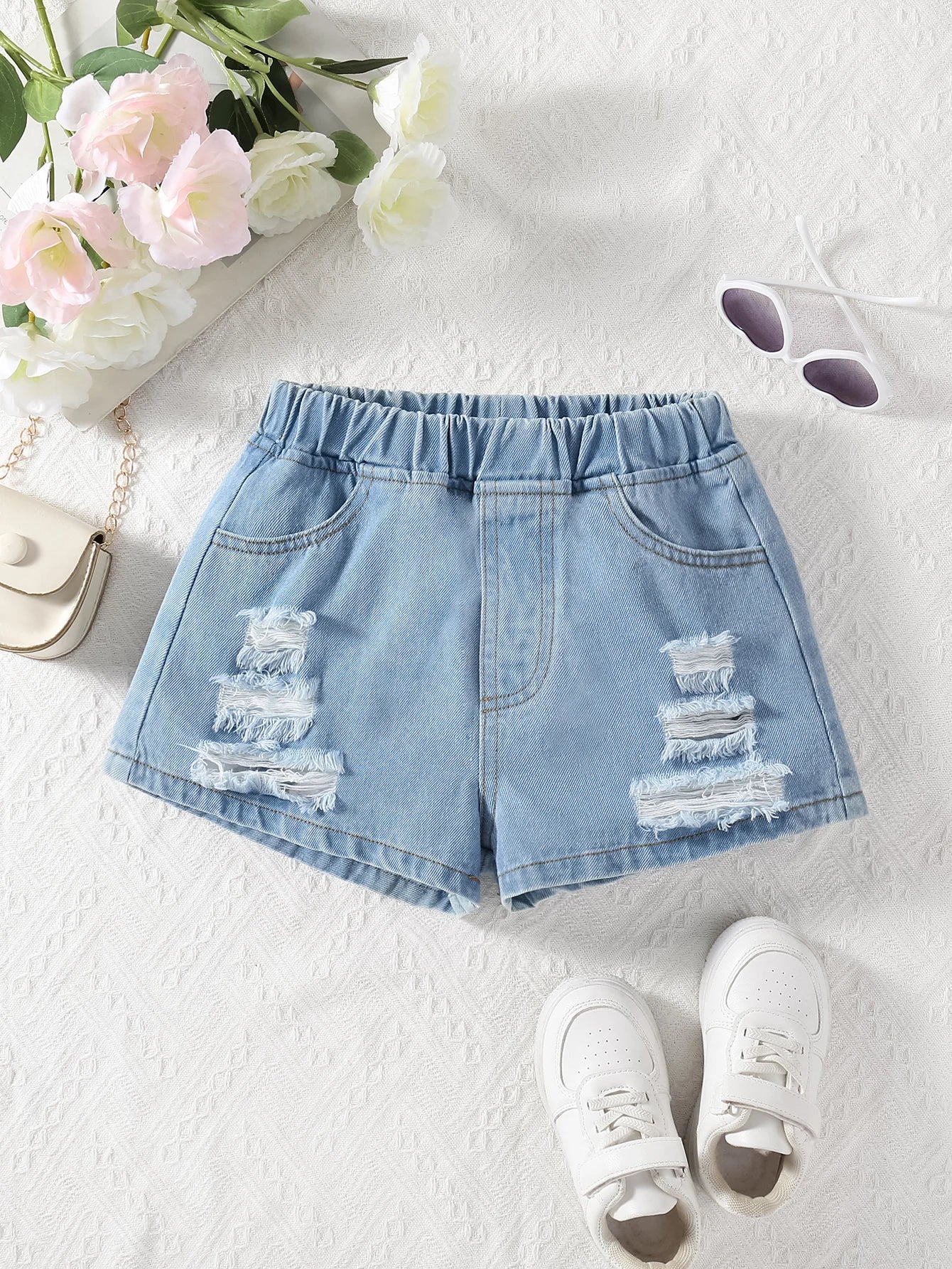Ripped Denim Shorts