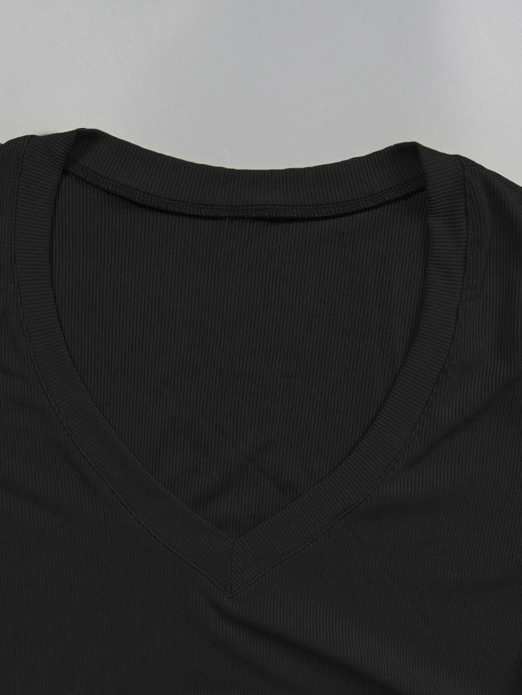 Short Sleeve V Neck Dress
