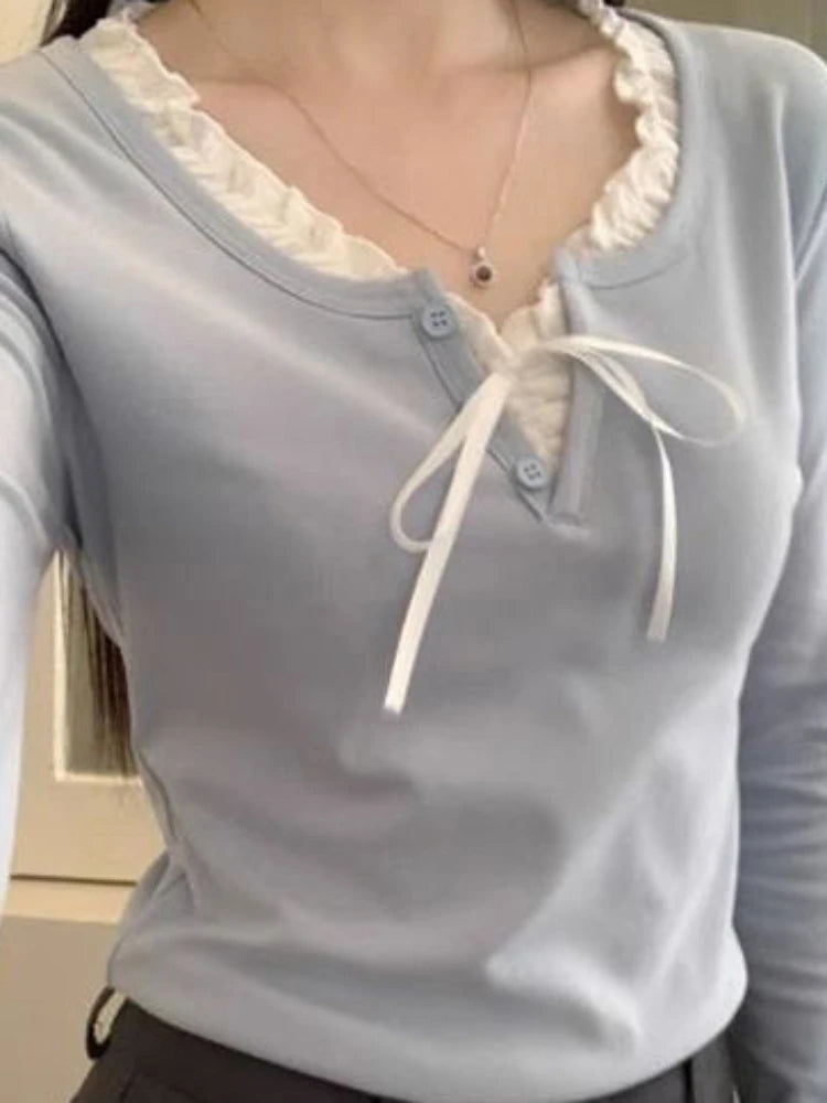 Bow Simple Patchwork Tee