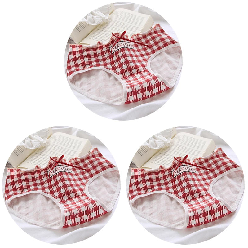 3Pcs/set Sexy Women's Panties Cotton Underpants Seamless Soft Underwear Lovely Sweet Girls Lingerie Bow-knot Mid Waist Briefs