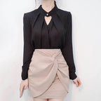 Mock-Neck Blouse with Keyhole Detail