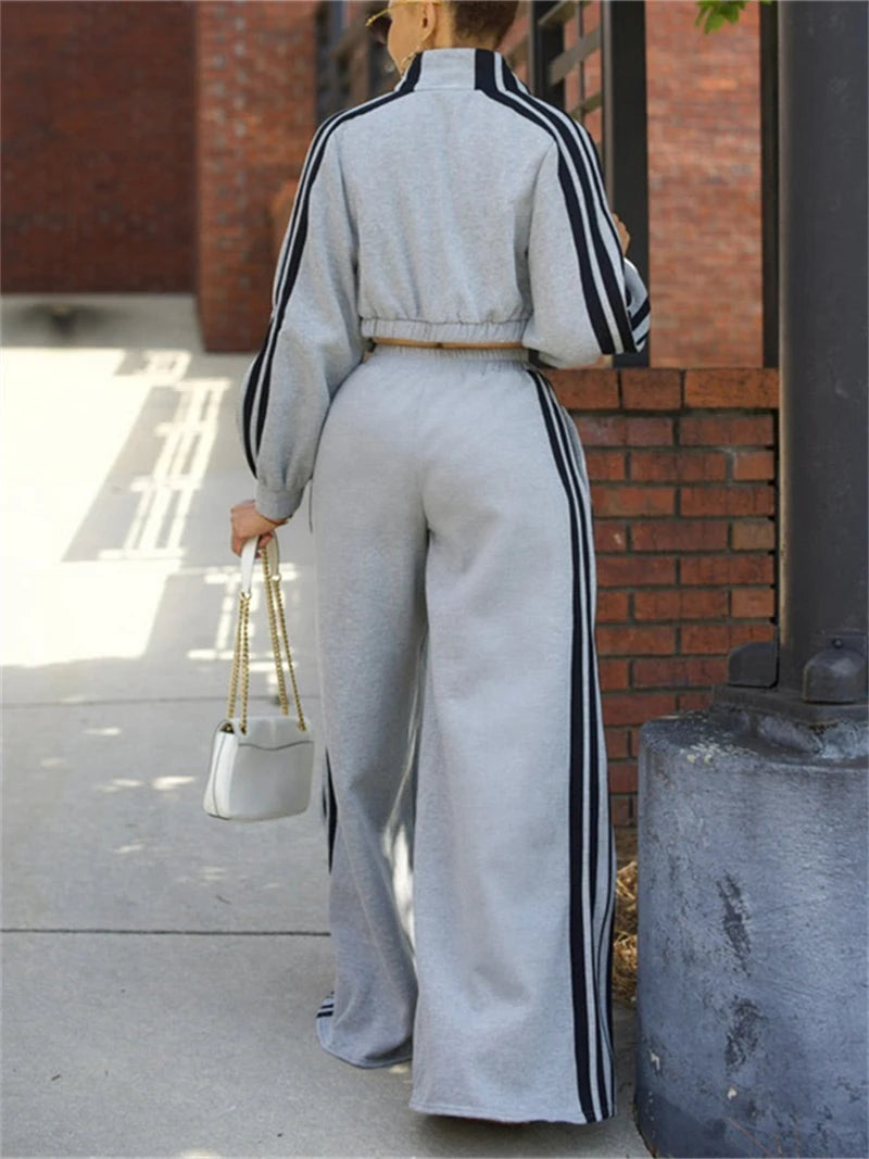 Side Stripe Crop Top + Pant Set