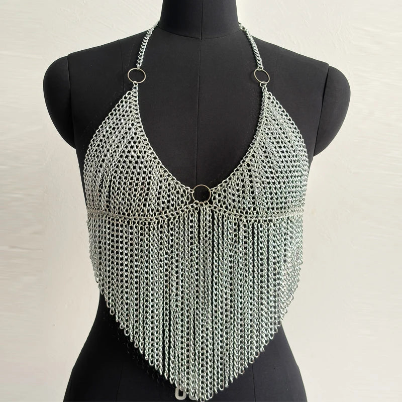 Metal Chain Halter Neck Top