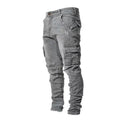 Slim Fit Cargo Denim Pants with Side Utility Pockets