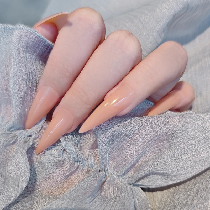 24pcs Extra Long Stiletto French Style Fake Nails