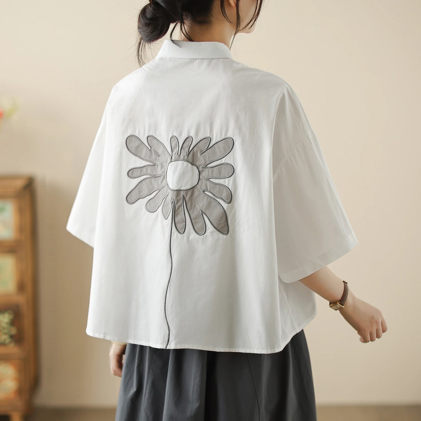 Cotton Linen Embroidered Shirt