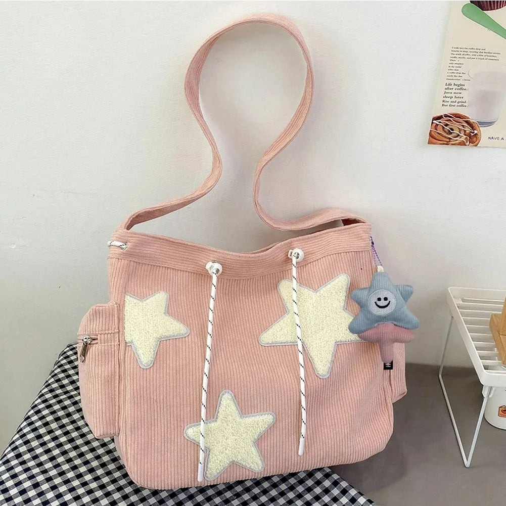 Star Pattern Corduroy Crossbody Bag