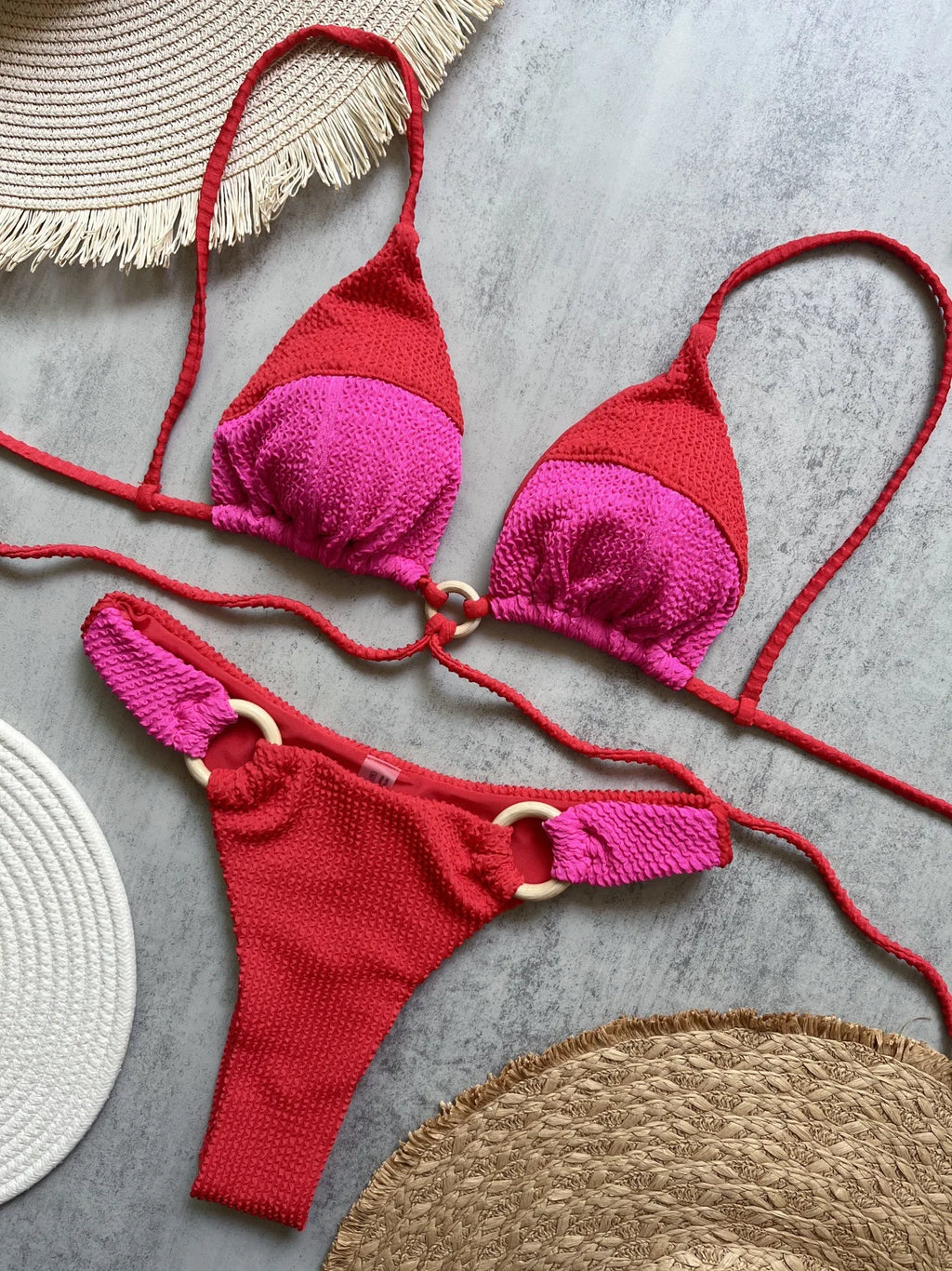Spliced Solid Color Bikini