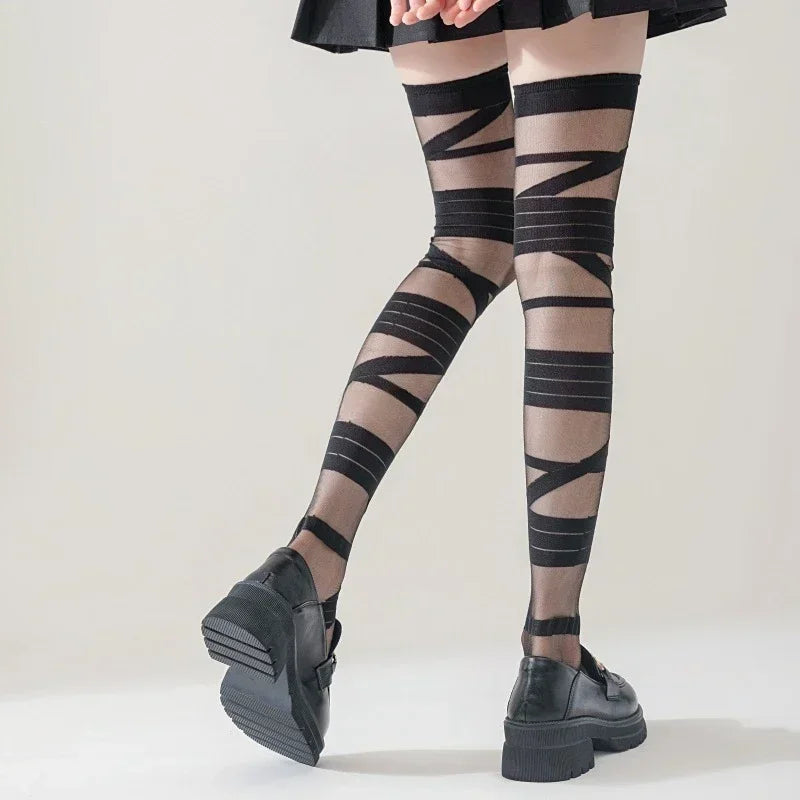 Bandage Silk Thigh Knee Socks