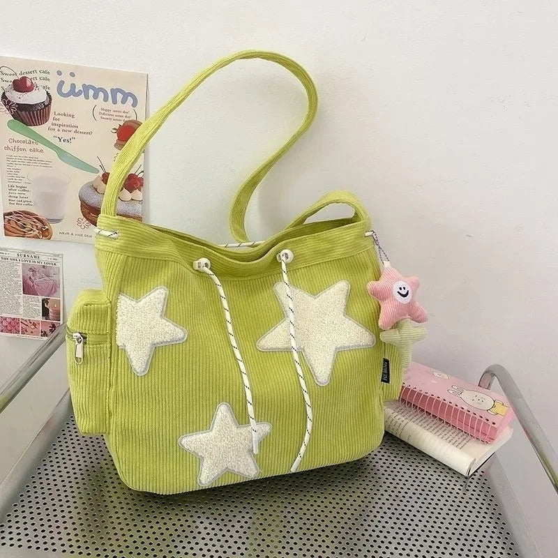Star Pattern Corduroy Crossbody Bag