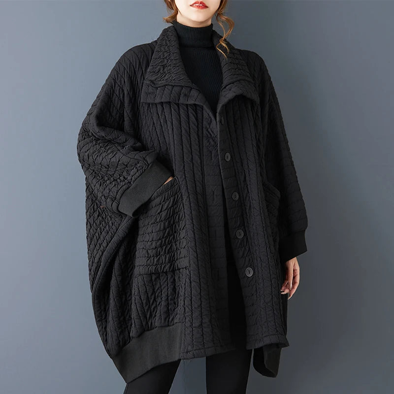 Pure Color Casual Batwing Sleeve Windbreaker
