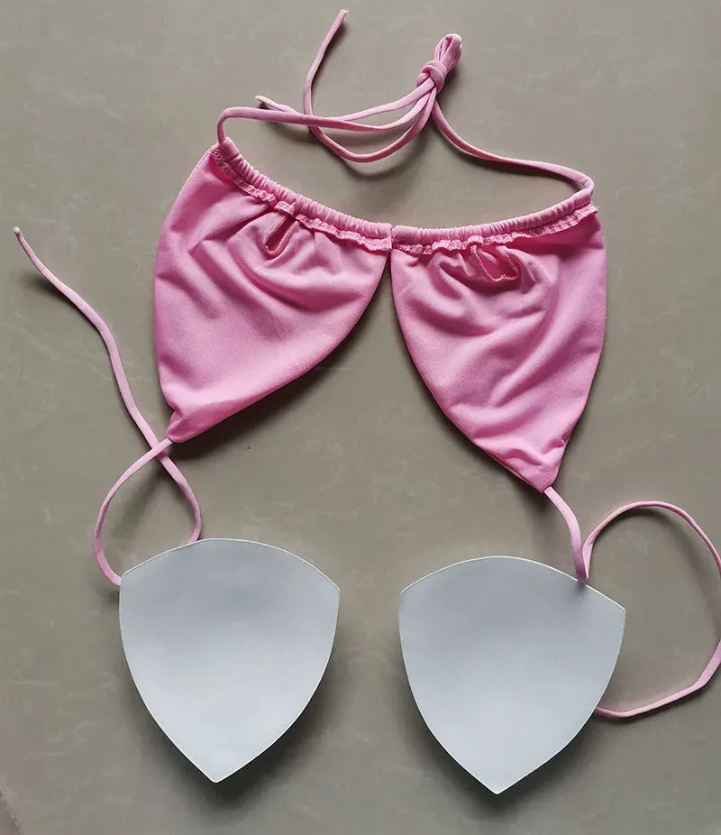Solid Color Ruched String Bikini